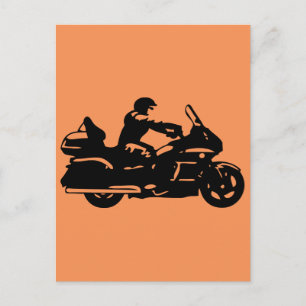 Postal motocicleta motociclista moto dorado