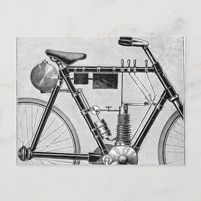 Postal Motocicleta Petrolette Omega, 1895 (Anverso)