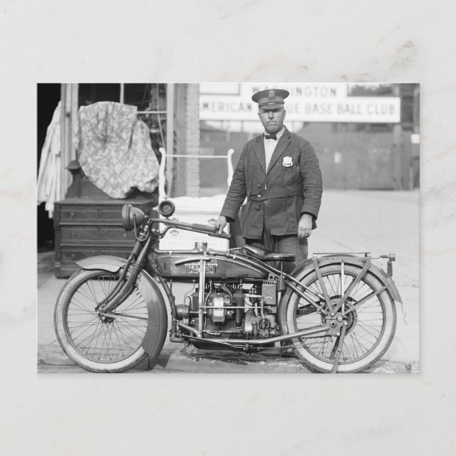 Postal Motocicleta policial de Henderson, 1922 (Anverso)