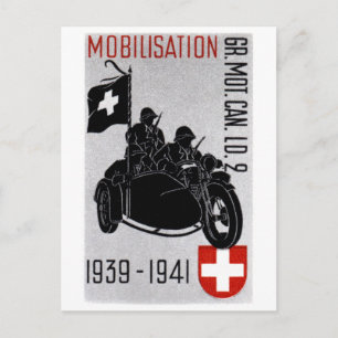 Postal Motocicleta Recon suiza de la Segunda Guerra Mundi