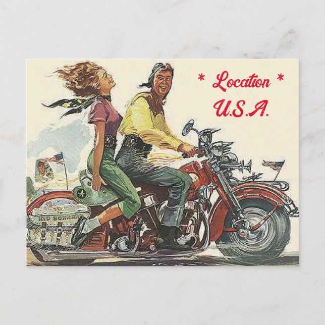 Postal Motocicleta retro, estilo vintage personalizado (Anverso)