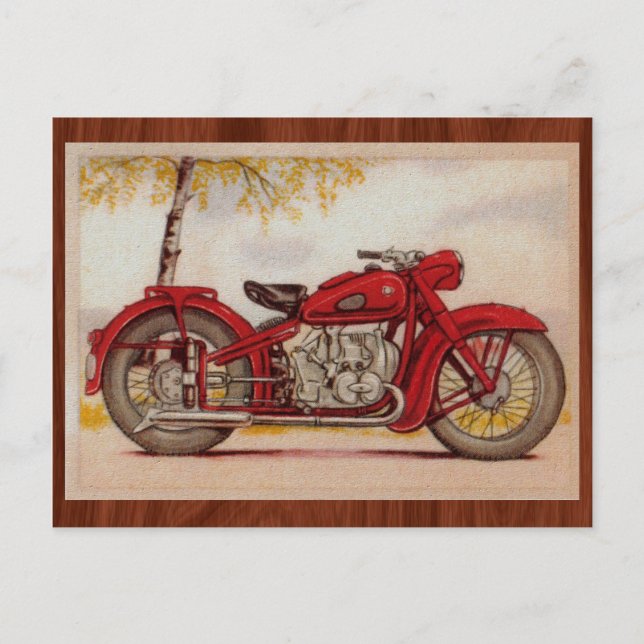 Postal Motocicleta roja vintage (Anverso)