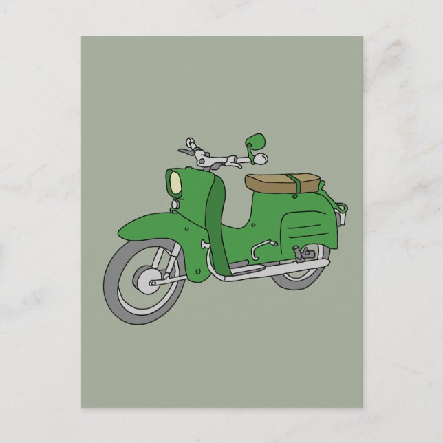 Postal Motocicleta verde "Schwalbe" (Anverso)