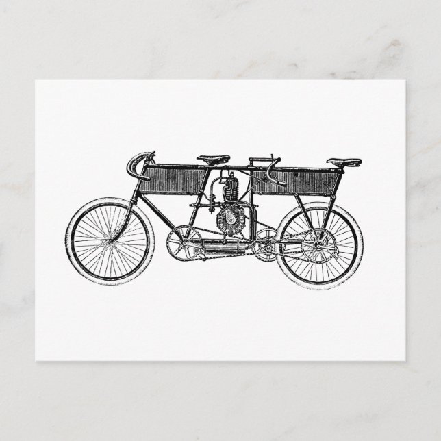 Postal Motocicleta victoriana de época (Anverso)