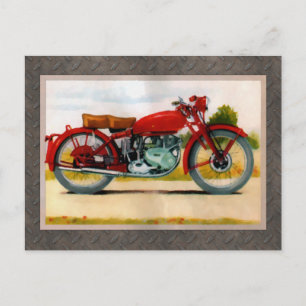 Postal Motocicleta Vintage de acuarela