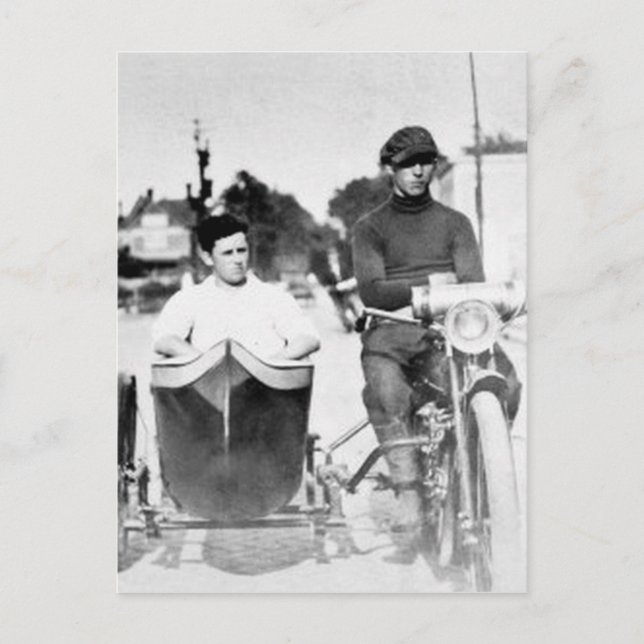 Postal Motocicleta Vintage y Sidecar (Anverso)