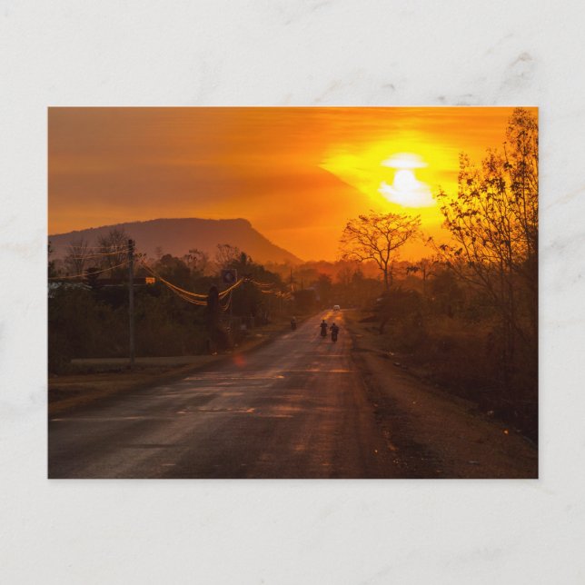 Postal Motociclismo al atardecer (Anverso)