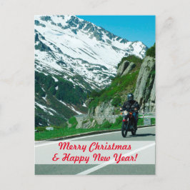 Postal Motociclista en Navidades nevados