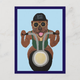 Postal Motociclista Pit Bull en motocicleta