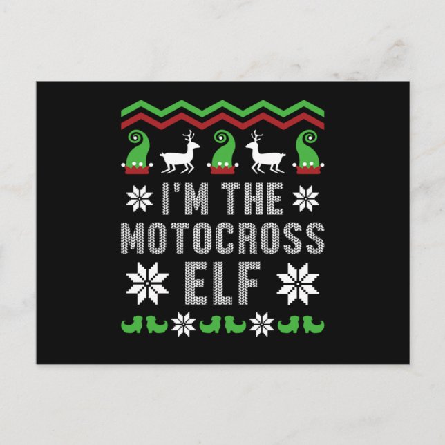 Postal Motocross Elf Motorcycle Ugly Christmas Biker Gift (Anverso)