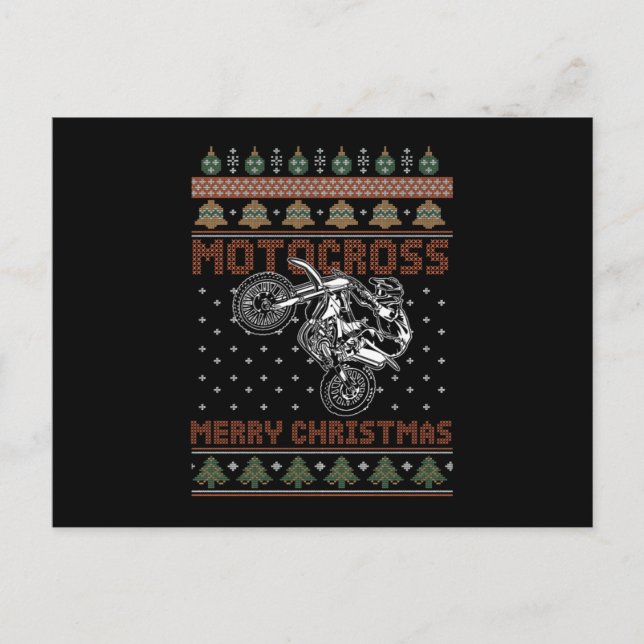 Postal Motocross Merry Christmas Biker Motorcycle Gift (Anverso)