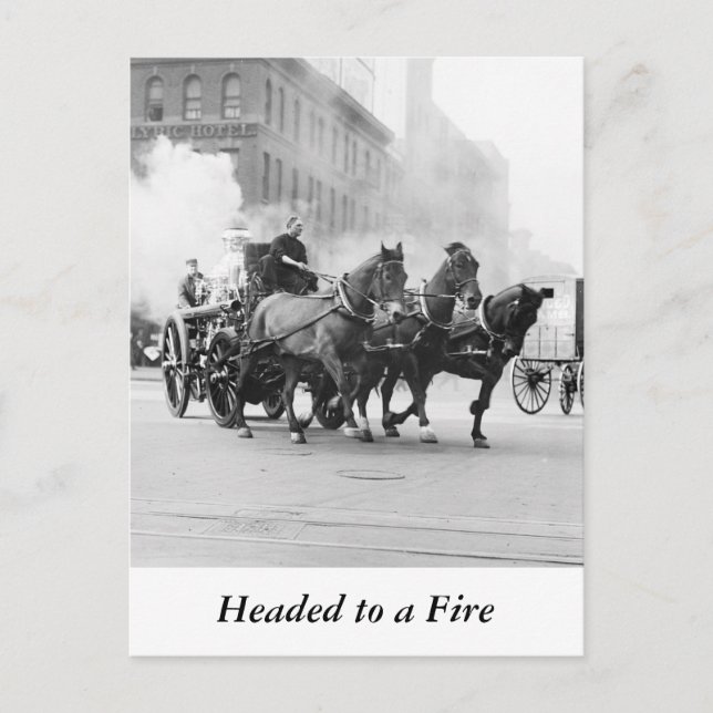 Postal Motor de fuego de tiro de caballos, a principios d (Anverso)