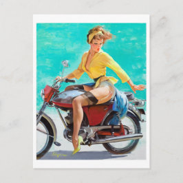 Postal Motorciclo Pin Up