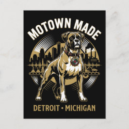 Postal Motown Made Detroit Boxer Dog Labor & Orgullo Musi