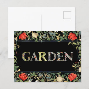 Postal Motto y marco del jardín floral William Morris