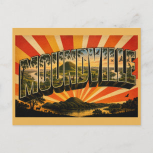 Postal Moundville Alabama Arte del antiguo valle del río