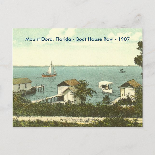 Postal Mount Dora, Fl - Fila de la Casa del Barco - 1907 (Anverso)