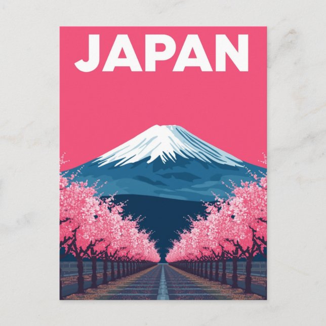 Postal Mount Fuji Cherry Blossom Retro (Anverso)