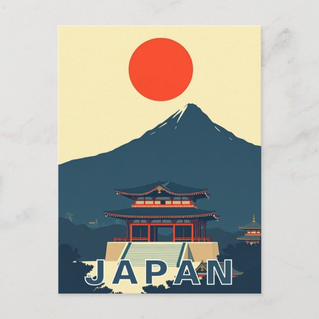 Postal Mount Fuji Japan Pagoda Minimalist Retro (Anverso)