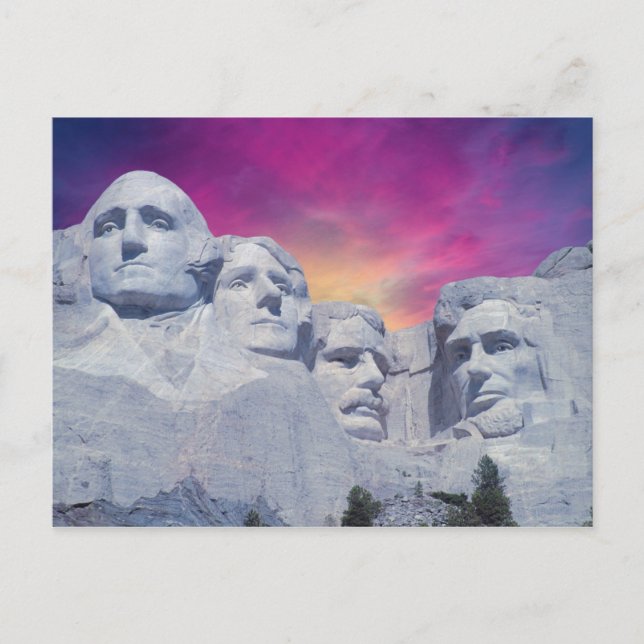 Postal Mount Rushmore, Dakota del Sur, presidentes de EE. (Anverso)