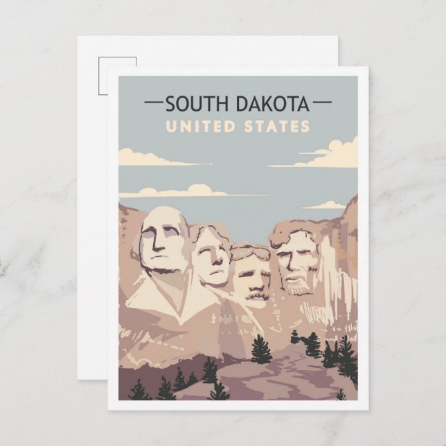 Postal Mount Rushmore Dakota del Sur Viajes Antiguos  (Anverso / Reverso)