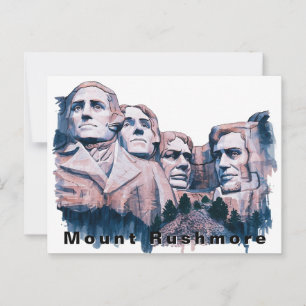 Postal Mount Rushmore USA Viaje Acuarela 