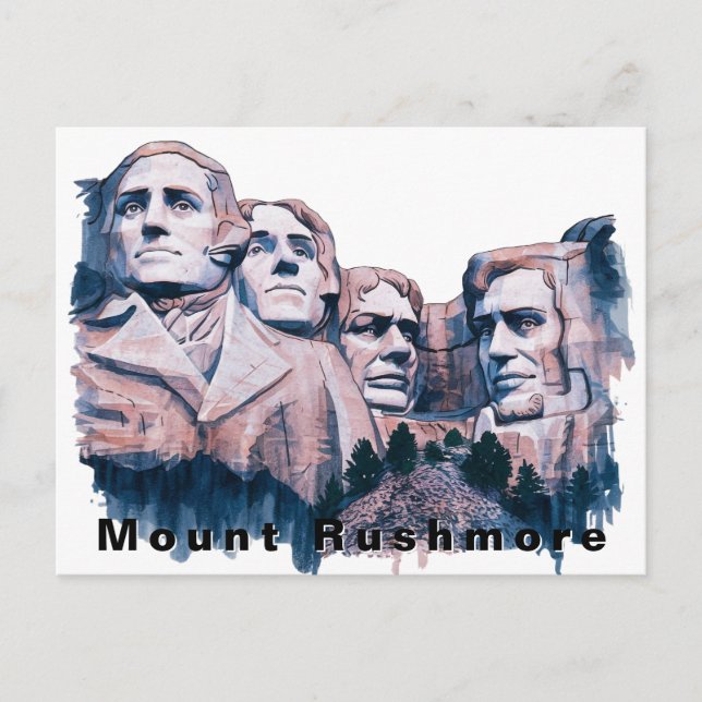 Postal Mount Rushmore USA Viaje Acuarela  (Anverso)