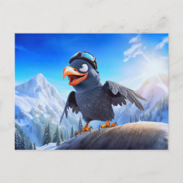 Postal Mountain Launch Raven With Ski Goggles In Winter T