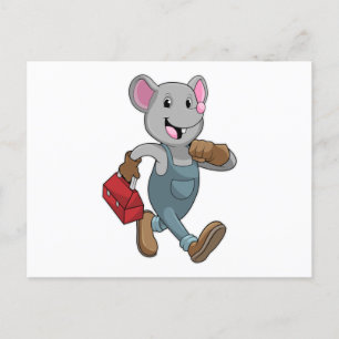 Postal Mouse como Handyman con Cuadro de herramientas