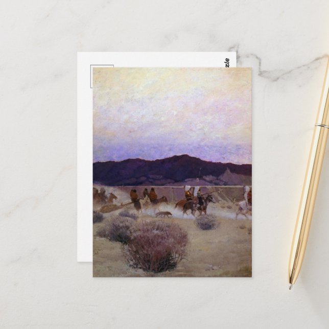 Postal Moviendo campamento por Newell Convers Wyeth (Anverso/Reverso In Situ)