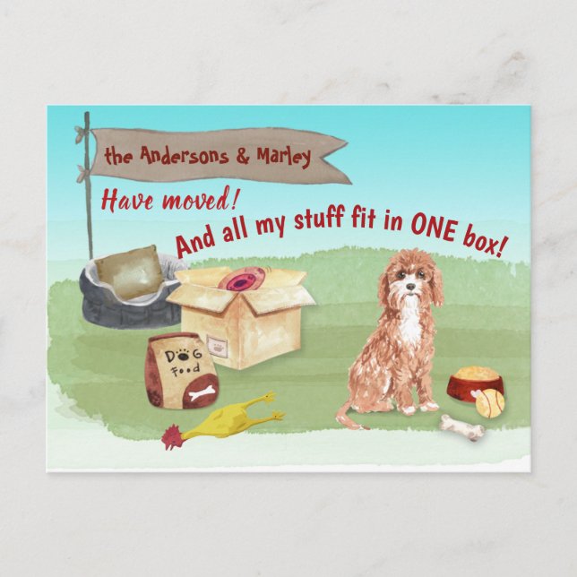 Postal Moviendo juguetes de perro adorables de Cavapoo en (Anverso)