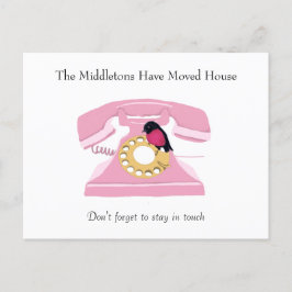 Postal Moving House Teléfono Diversión Rosa