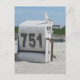 Postal Möwe auf Strandkorb