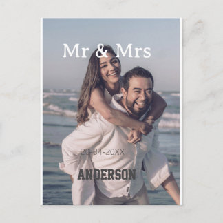 Postal Mr & Mrs add family name photo date wedding family