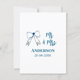 Postal Mr & Mrs agregar nombre fecha favor de boda lazo a