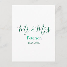 Postal Mr & Mrs last name married year wedding engagement
