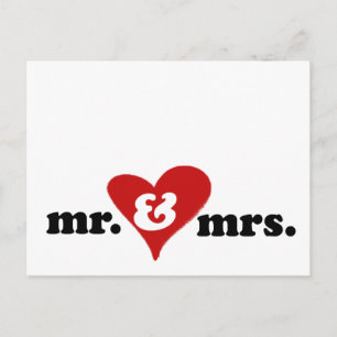 Postal mr y mrs con corazón