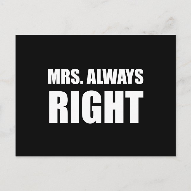 Postal Mrs. Always Right Funny Couple Set (Anverso)