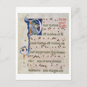 Postal Ms 561 Página con la historiada 'P' inicial repres