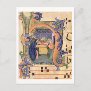 Postal Ms 571 f.6r Historiador inicial "H" que representa