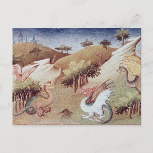 Postal Ms Fr 2810 f.55v Dragones y otros animales (Anverso)