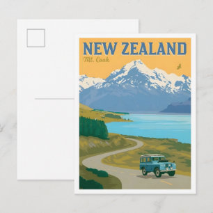 Postal Mt Cook Nueva Zelanda Viaje Antiguo