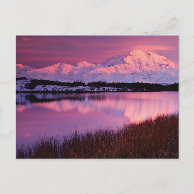 Postal Mt. Denali al atardecer desde Reflection Pond (Anverso)