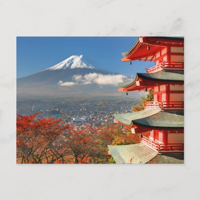 Postal Mt. Fuji visto desde detrás de la Pagoda Chureito (Anverso)