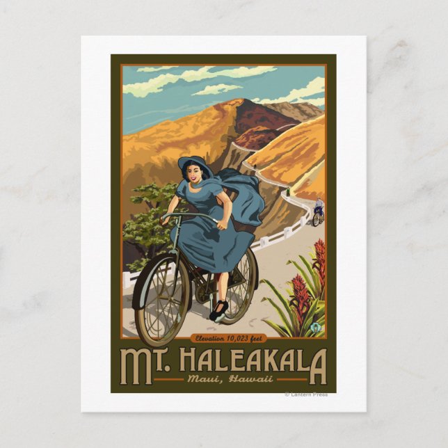Postal Mt. Haleakala Viaja en bicicleta por Hawaii (Anverso)