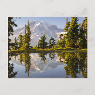 Postal Mt. Rainier reflejado en un tarn cerca de Plummer 