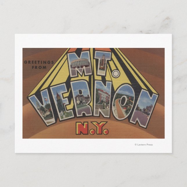 Postal Mt. Vernon, Nueva York - Escenas de letras grandes (Anverso)