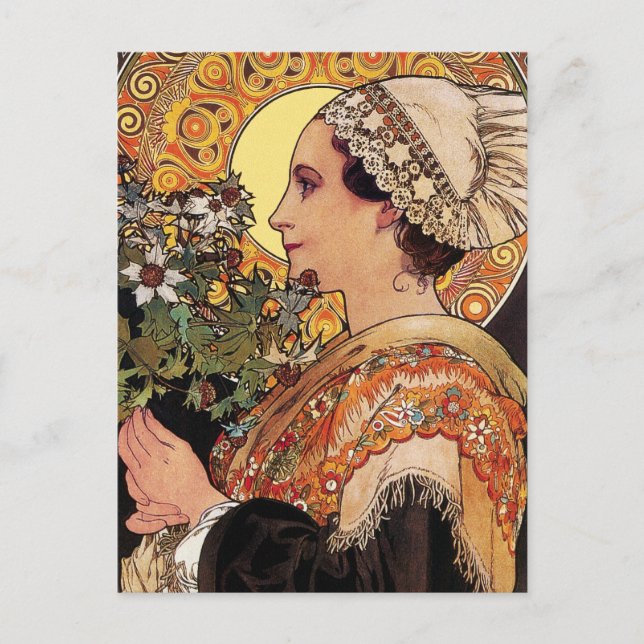 Postal mucha: Alphonse Mucha - Art Nouveau (Anverso)