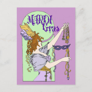 Postal Mucha Mardi Gras