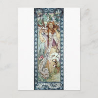 Mucha mujer Art Deco florece la primavera